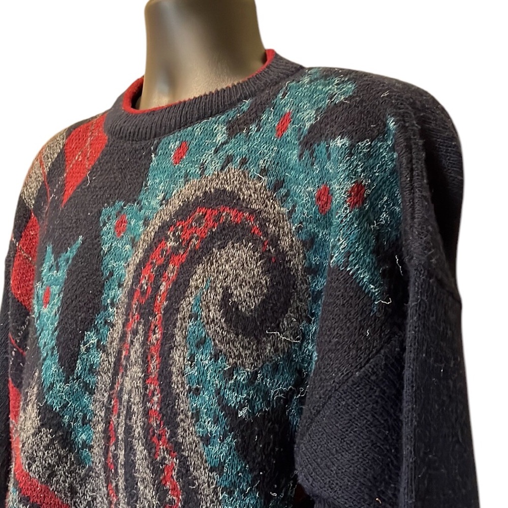 Vintage METROPOLIS Paisley Wool Blend Sweater~ITALY~XL~READ